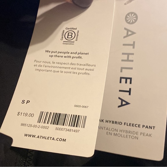 NWT - ATHLETA Peak Hybrid Fleece Pant - Size Small Tall - Picture 2 of 8